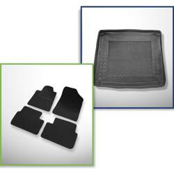 Conjunto: alfombrillas de fieltro + alfombrilla para maletero para Peugeot 407 (2004-12.2010) 5 porte - Standard