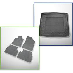 Conjunto: alfombrillas de velour + alfombrilla para maletero para Peugeot 407 (2004-12.2010) 5 porte - Standard