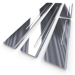 Protectores de acero para umbrales para Mazda 2 III Hatchback (5 puertas) - (2015-2023) - Croni - One Line - plateado (brillo)