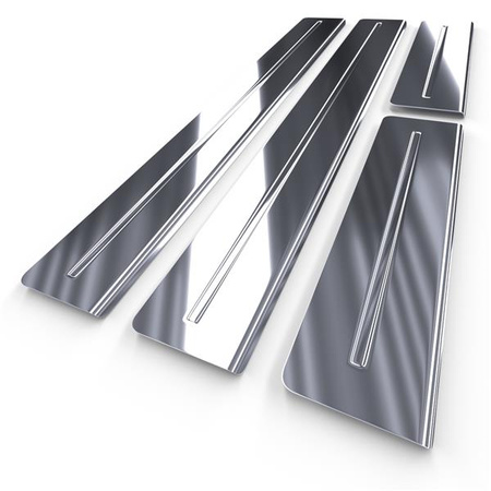 Protectores de acero para umbrales para Toyota Verso I Monovolumen (5 puertas) - (2009-2012) - Croni - Long Line - plateado (brillo)