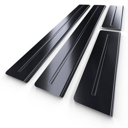 Protectores de acero para umbrales para Skoda Fabia I 6Y Hatchback, Familiar, Berlina (4 puertas, 5 puertas) - (2000-2007) - Croni - Long Line - negro (superficie pulida)