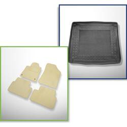 Conjunto: alfombrillas de velour + alfombrilla para maletero para Peugeot 407 (2004-12.2010) 5 porte - Standard