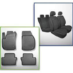 Conjunto: alfombrillas de TPE + fundas de asientos hechas a medida para Opel Zafira B Monovolumen (05.2005-2011) - Elegance P-1 - 5 o 7 plazas; sin la tercera fila; en dos filas de asientos