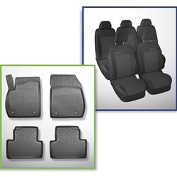 Conjunto: alfombrillas de TPE + fundas de asientos hechas a medida para Opel Zafira C Tourer Monovolumen (01.2012-07.2019) - Elegance P-1 - 5 plazas; sin la tercera fila
