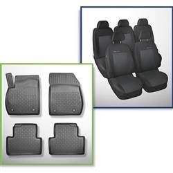 Conjunto: alfombrillas de TPE + fundas de asientos hechas a medida para Opel Zafira C Tourer Monovolumen (01.2012-07.2019) - Elegance P-3 - 5 plazas; sin la tercera fila