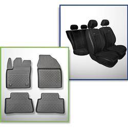 Conjunto: alfombrillas de TPE + fundas de asientos hechas a medida para Toyota C-HR SUV (01.2017-....) - Premium - también con tracción híbrida