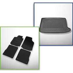 Conjunto: alfombrillas de fieltro + alfombrilla para maletero para Audi A2 I 8Z (1999-2005) 5 porte - Standard - parte superior maletero; con rueda de repuesto completa