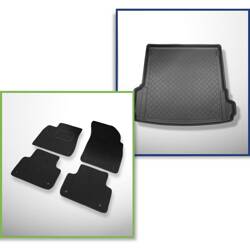 Conjunto: alfombrillas de fieltro + alfombrilla para maletero para Audi Q7 4M (06.2015-....) 5 porte - Guardliner - 5/7 plazas (3 fila abatible); también para modelos con carriles de sujeción