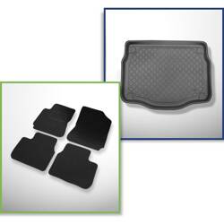 Conjunto: alfombrillas de fieltro + alfombrilla para maletero para Citroen C4 Cactus I (08.2014-03.2018) 5 porte - Guardliner