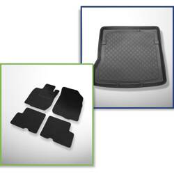 Conjunto: alfombrillas de fieltro + alfombrilla para maletero para Dacia Duster I (2010-12.2017) 5 porte - Guardliner - Tracción en 2 ruedas