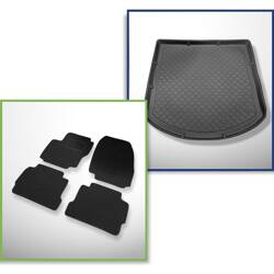 Conjunto: alfombrillas de fieltro + alfombrilla para maletero para Ford Mondeo IV (09.2007-12.2014) 5 porte - Guardliner - con rueda de repuesto completa