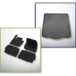 Conjunto: alfombrillas de fieltro + alfombrilla para maletero para Ford Mondeo V (01.2015-2021) 5 porte - Guardliner - con rueda de repuesto completa