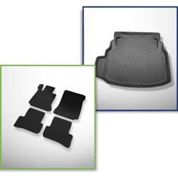 Conjunto: alfombrillas de fieltro + alfombrilla para maletero para Mercedes-Benz Classe C W204 (04.2007-02.2014) 4 porte - Guardliner - asientos traseros no reclinables