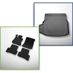 Conjunto: alfombrillas de fieltro + alfombrilla para maletero para Mercedes-Benz Classe C W204 (04.2007-02.2014) 4 porte - Guardliner - asientos traseros reclinables; con compartimento izquierdo