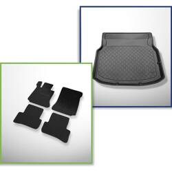 Conjunto: alfombrillas de fieltro + alfombrilla para maletero para Mercedes-Benz Classe C W204 (04.2007-02.2014) 4 porte - Guardliner - asientos traseros reclinables; sin compartimento izquierdo