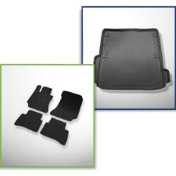 Conjunto: alfombrillas de fieltro + alfombrilla para maletero para Mercedes-Benz Classe E W212 (2009-10.2016) 5 porte - Guardliner - para todos los modelos (compartimentos desmontables)