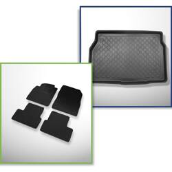 Conjunto: alfombrillas de fieltro + alfombrilla para maletero para Opel Astra J (09.2009-12.2014) 3 porte, 5 porte - Guardliner - sin organizador adicional en el maletero; también para GTC