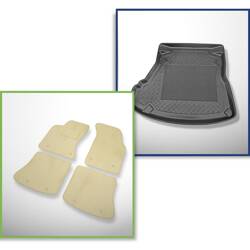 Conjunto: alfombrillas de velour + alfombrilla para maletero para Audi A4 I B5 (1995-10.2001) 4 porte - Standard - asiento de atrás abatible; sin CD / navegación a la izquierda