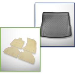 Conjunto: alfombrillas de velour + alfombrilla para maletero para Audi Q5 II FY (01.2017-....) 5 porte - Guardliner - también para modelos con carriles de sujeción; no adecuado para versión TFSI e plug-in hybrid; asientos traseros fijos