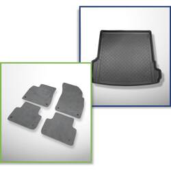 Conjunto: alfombrillas de velour + alfombrilla para maletero para Audi Q7 4M (06.2015-....) 5 porte - Guardliner - 5/7 plazas (3 fila abatible); también para modelos con carriles de sujeción