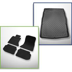 Conjunto: alfombrillas de velour + alfombrilla para maletero para BMW 5 F10 (03.2010-2013) 4 porte - Guardliner