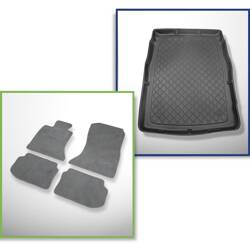 Conjunto: alfombrillas de velour + alfombrilla para maletero para BMW 5 F10 (03.2010-2013) 4 porte - Guardliner