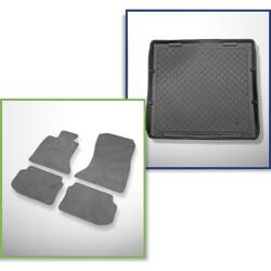 Conjunto: alfombrillas de velour + alfombrilla para maletero para BMW 5 F11 (06.2010-2013) 5 porte - Guardliner