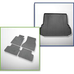 Conjunto: alfombrillas de velour + alfombrilla para maletero para BMW 5 G31 (05.2017-....) 5 porte - Guardliner - también para modelos con carriles de sujeción; No compatible con Plug-in Hybrid