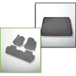 Conjunto: alfombrillas de velour + alfombrilla para maletero para Citroen Berlingo II (2008-08.2018) 5 porte - Guardliner - 5 plazas