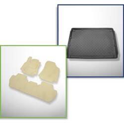 Conjunto: alfombrillas de velour + alfombrilla para maletero para Citroen Berlingo II (2008-08.2018) 5 porte - Guardliner - 5 plazas