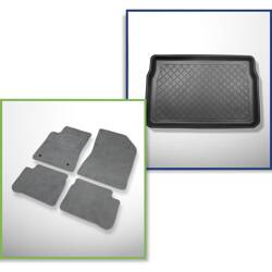 Conjunto: alfombrillas de velour + alfombrilla para maletero para Citroen C3 III (01.2017-....) 3 porte, 5 porte - Guardliner