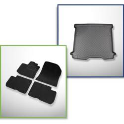 Conjunto: alfombrillas de velour + alfombrilla para maletero para Dacia Dokker (11.2012-09.2021) 5 porte - Guardliner - 5 plazas