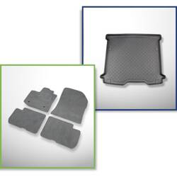 Conjunto: alfombrillas de velour + alfombrilla para maletero para Dacia Dokker (11.2012-09.2021) 5 porte - Guardliner - 5 plazas