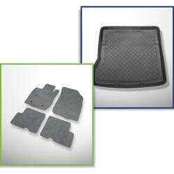 Conjunto: alfombrillas de velour + alfombrilla para maletero para Dacia Duster I (2010-12.2017) 5 porte - Guardliner - Tracción en 2 ruedas