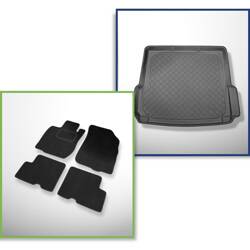 Conjunto: alfombrillas de velour + alfombrilla para maletero para Dacia Duster I (2010-12.2017) 5 porte - Guardliner - Tracción en 4 ruedas