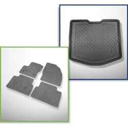 Conjunto: alfombrillas de velour + alfombrilla para maletero para Ford C-MAX II (11.2010-06.2019) 5 porte - Guardliner - con kit de reparación