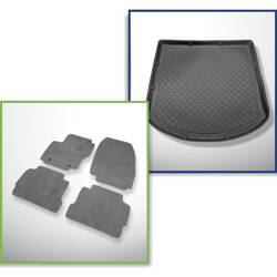 Conjunto: alfombrillas de velour + alfombrilla para maletero para Ford Mondeo IV (09.2007-12.2014) 5 porte - Guardliner - con rueda de repuesto completa