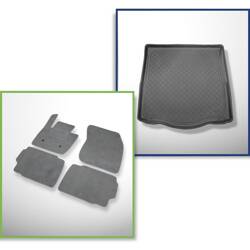 Conjunto: alfombrillas de velour + alfombrilla para maletero para Ford Mondeo V (01.2015-2021) 5 porte - Guardliner - con rueda de repuesto completa