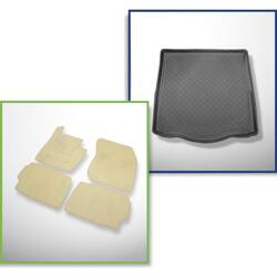 Conjunto: alfombrillas de velour + alfombrilla para maletero para Ford Mondeo V (01.2015-2021) 5 porte - Guardliner - con rueda de repuesto completa