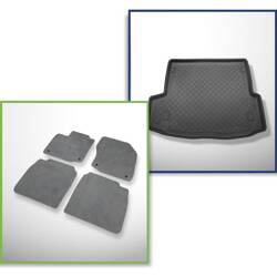 Conjunto: alfombrillas de velour + alfombrilla para maletero para Honda Civic IX (02.2014-12.2017) 5 porte - Guardliner