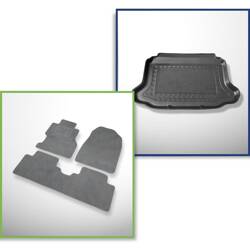 Conjunto: alfombrillas de velour + alfombrilla para maletero para Honda Civic VII (2001-2005) 3 porte - Standard