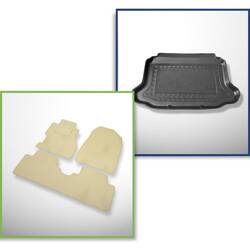 Conjunto: alfombrillas de velour + alfombrilla para maletero para Honda Civic VII (2001-2005) 3 porte - Standard