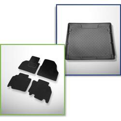 Conjunto: alfombrillas de velour + alfombrilla para maletero para Mercedes-Benz Citan W415 (10.2012-08.2021) 5 porte - Guardliner - 5 plazas; distancia entre ejes de 2.697 mm