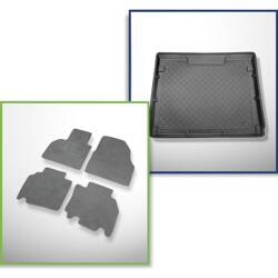 Conjunto: alfombrillas de velour + alfombrilla para maletero para Mercedes-Benz Citan W415 (10.2012-08.2021) 5 porte - Guardliner - 5 plazas; distancia entre ejes de 2.697 mm