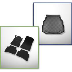 Conjunto: alfombrillas de velour + alfombrilla para maletero para Mercedes-Benz Classe C W203 (2001-03.2007) 4 porte - Guardliner