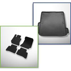 Conjunto: alfombrillas de velour + alfombrilla para maletero para Mercedes-Benz Classe E W212 (2009-10.2016) 5 porte - Guardliner - para todos los modelos (compartimentos desmontables)