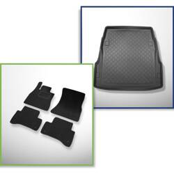 Conjunto: alfombrillas de velour + alfombrilla para maletero para Mercedes-Benz Classe S W222 (07.2013-11.2020) 4 porte - Guardliner (versión corta) - no compatible con modelos híbridos; asiento trasero corredizo