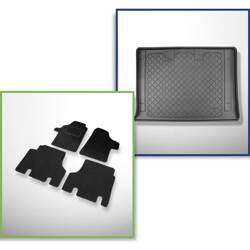 Conjunto: alfombrillas de velour + alfombrilla para maletero para Mercedes-Benz Vito W639 (08.2003-09.2014) 5 porte - Guardliner - versión extra larga (distancia entre ejes 3430 mm); para detrás de la 3a fila de asientos