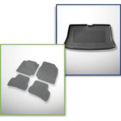 Conjunto: alfombrillas de velour + alfombrilla para maletero para Nissan Micra III K12 (2002-2010) 3 porte, 5 porte - Standard