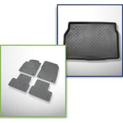 Conjunto: alfombrillas de velour + alfombrilla para maletero para Opel Astra J (09.2009-12.2014) 3 porte, 5 porte - Guardliner - sin organizador adicional en el maletero; también para GTC